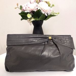 Vintage Gray Faux Leather Clutch Purse